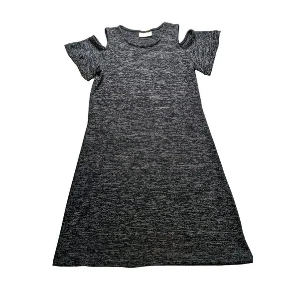 Bobbie Brooks | Dresses | Bobbie Brooks Dress Womens Small Knit Gray Black  Melange Cold Shoulder Casual | Poshmark